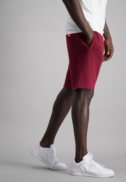 Aca Joe - Mens aca joe unbrushed fleece shorts - red 