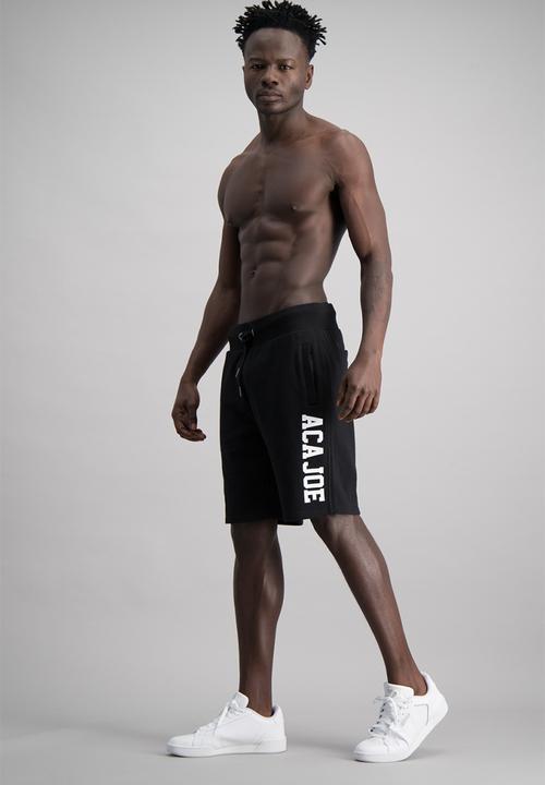Aca Joe - Mens aca joe unbrushed fleece shorts - black 