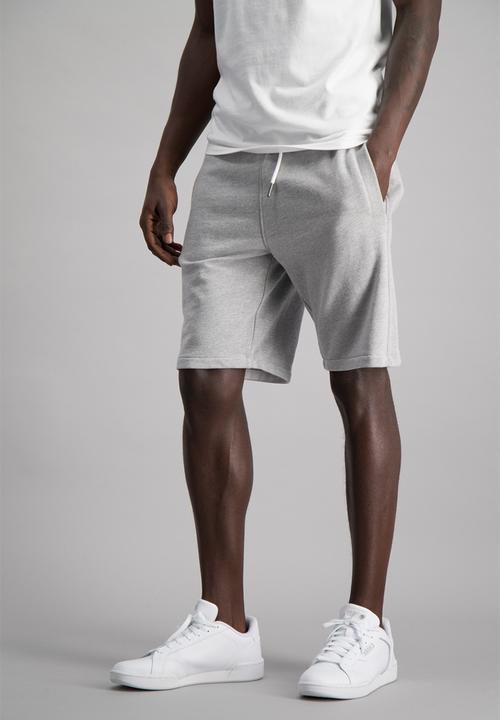 Aca Joe - Mens aca joe unbrushed fleece shorts - grey 