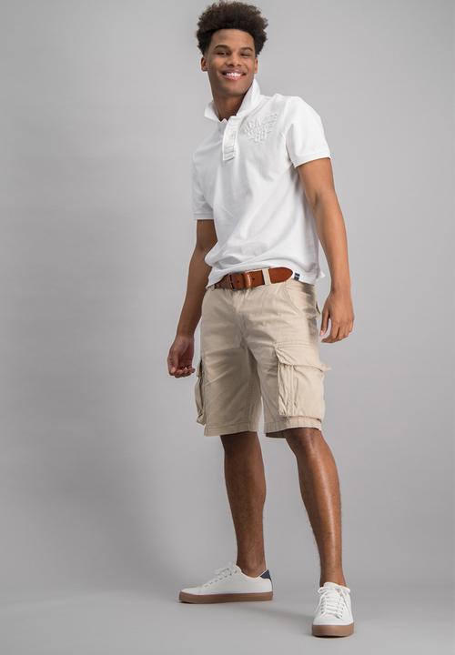 Aca Joe - Mens embossed logo golfer - white 