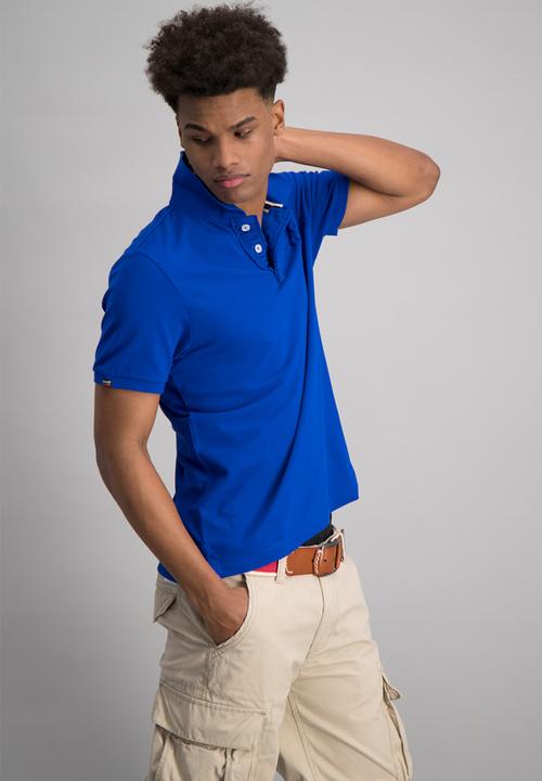 Aca Joe - Mens embossed logo golfer - blue 