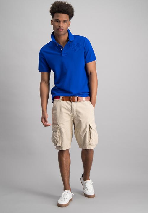 Aca Joe - Mens embossed logo golfer - blue 