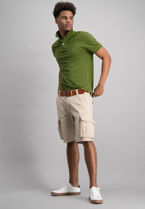 Aca Joe - Mens embossed logo golfer - olive 