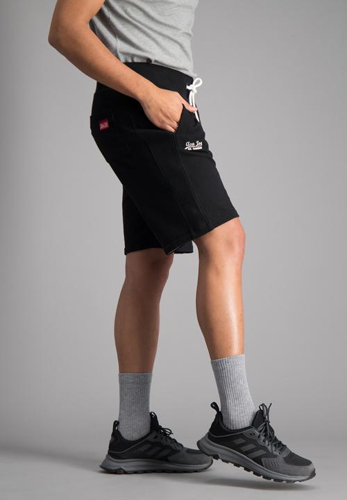Aca Joe - Mens unbrushed fleece shorts - black 