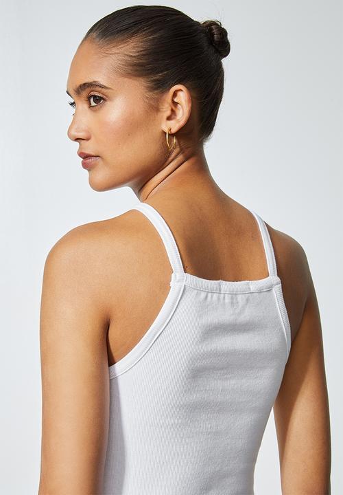 Superbalist - Rib square neck vest - white