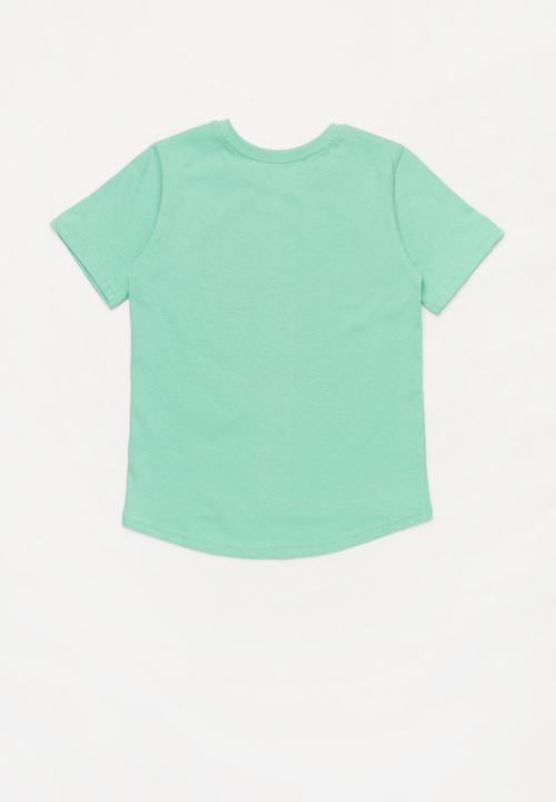 Pop Candy - Curved hem printed tee - aqua