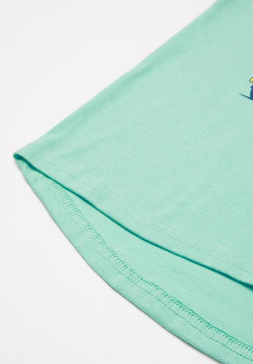 Pop Candy - Curved hem printed tee - aqua