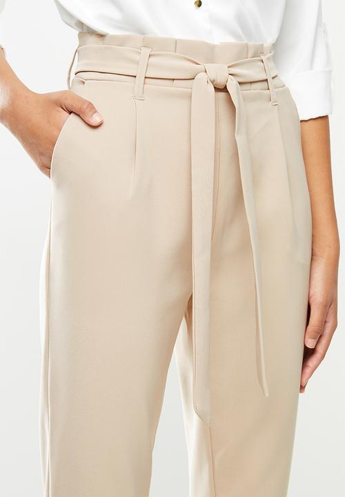SISSY BOY - Snatched high rise paper bag  with belt - sand