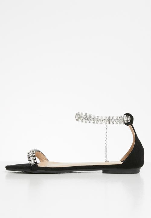 SISSY BOY - Walk on by diamanté ankle strap sandal - black