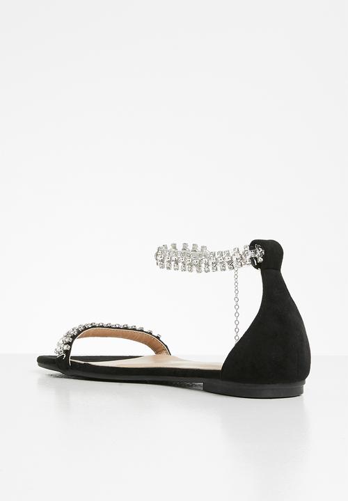 SISSY BOY - Walk on by diamanté ankle strap sandal - black