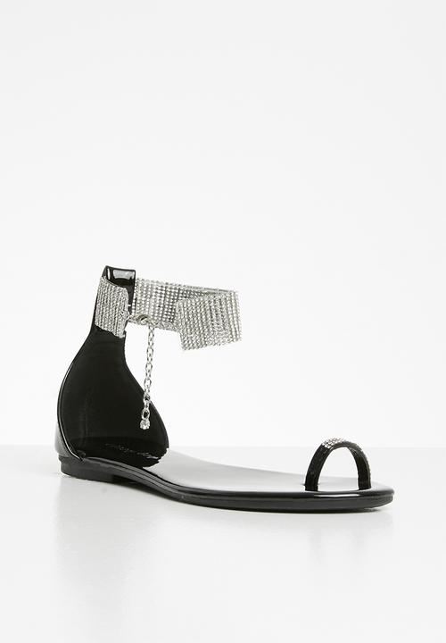 SISSY BOY - A diamond in the cuff - diamanté ankle strap sandal  - black