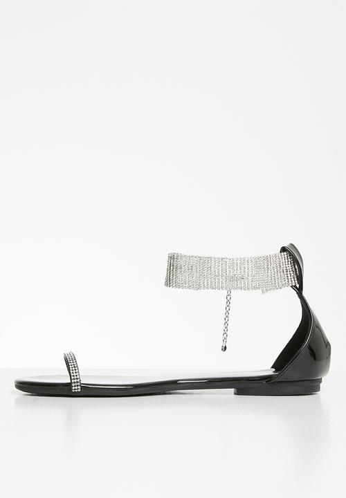 SISSY BOY - A diamond in the cuff - diamanté ankle strap sandal  - black