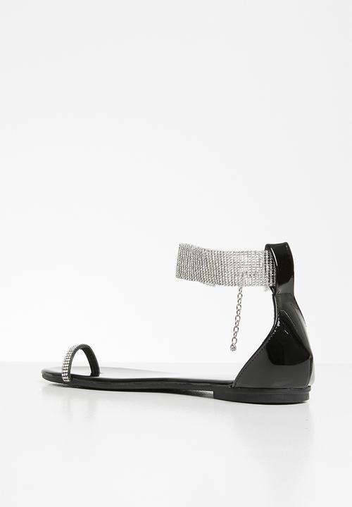 SISSY BOY - A diamond in the cuff - diamanté ankle strap sandal  - black