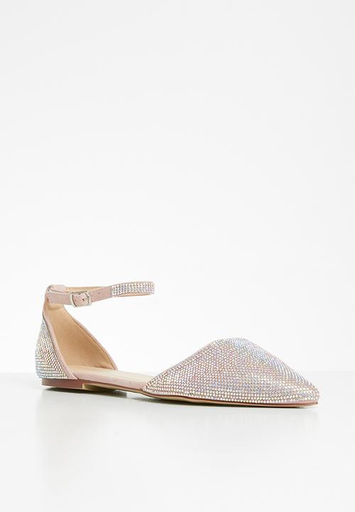 SISSY BOY - Bling it on diamanté pump with ankle strap - dusty pink