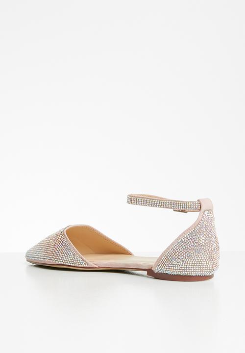 SISSY BOY - Bling it on diamanté pump with ankle strap - dusty pink