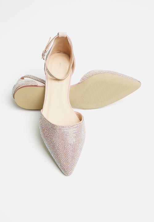 SISSY BOY - Bling it on diamanté pump with ankle strap - dusty pink