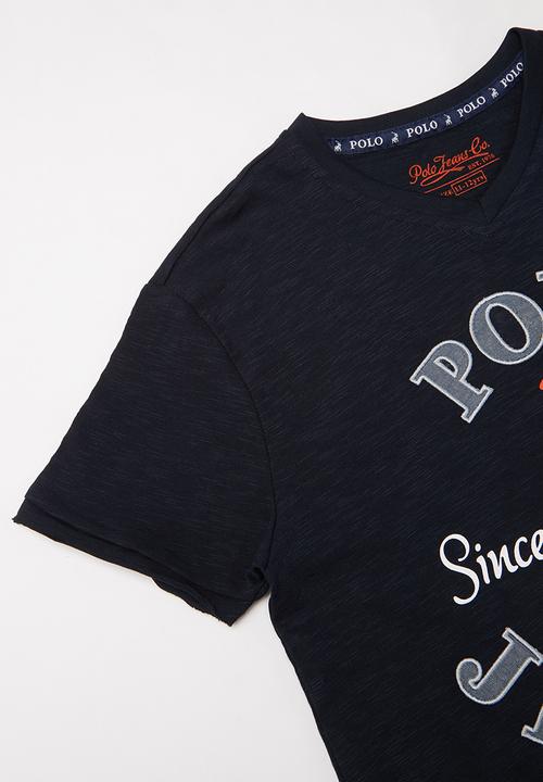 POLO - Sebastian printed v-neck tee - navy