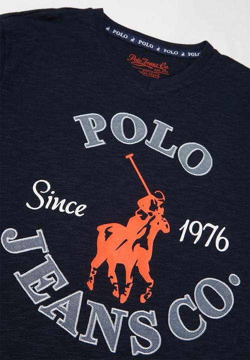 POLO - Sebastian printed v-neck tee - navy