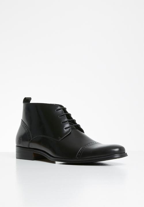 POLO - Lace up toe cap formal boot - black