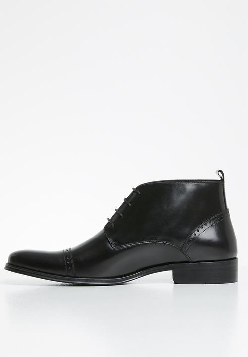 POLO - Lace up toe cap formal boot - black