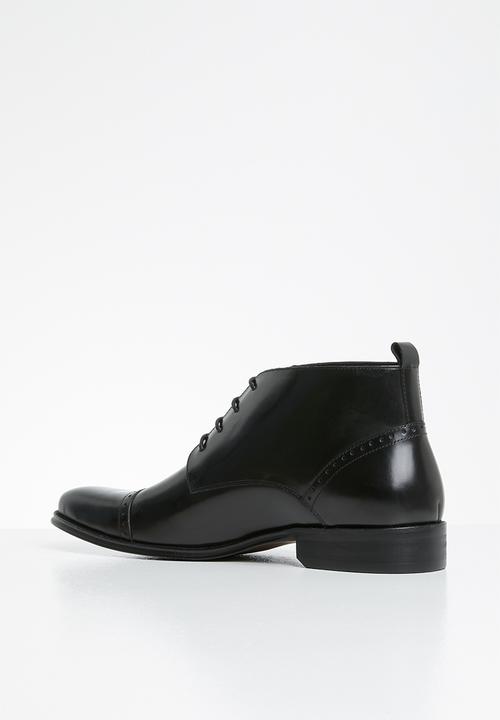POLO - Lace up toe cap formal boot - black