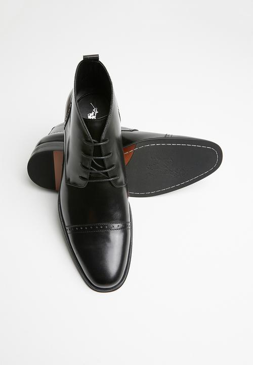 POLO - Lace up toe cap formal boot - black