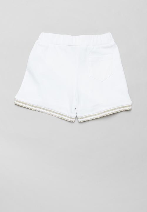 POLO - Girls addison scalloped wrap short - white
