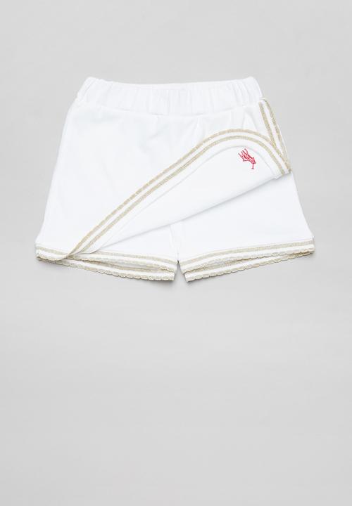POLO - Girls addison scalloped wrap short - white