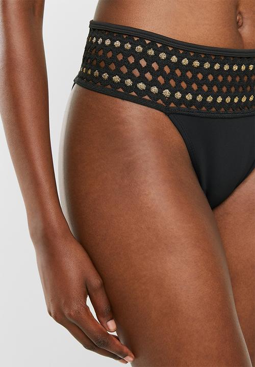 SISSY BOY - Kinos bikini bottom with crochet lurex elastic - black