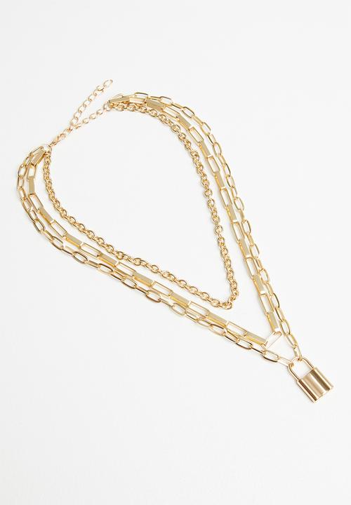 Superbalist - Padlock layered necklace-gold