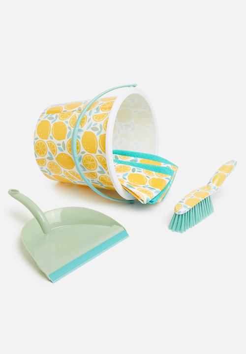 Excellent Houseware - Lemon dustpan & brush set - yellow & green