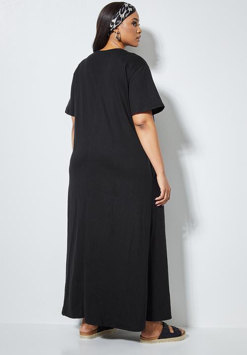 Superbalist - Trapeze pocket detail crew neck dress - black