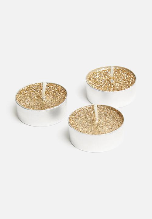 H&S - Glitter tealight set of 8 - gold