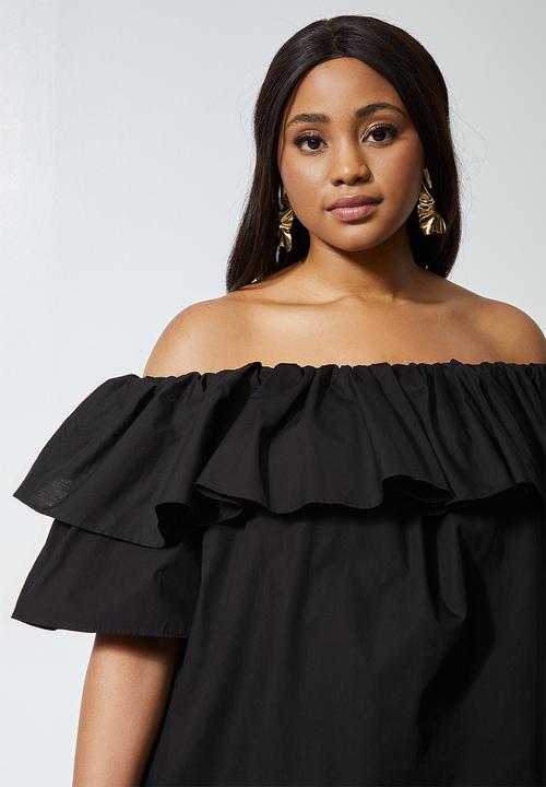 Superbalist - Double frill off the shoulder blouse - black