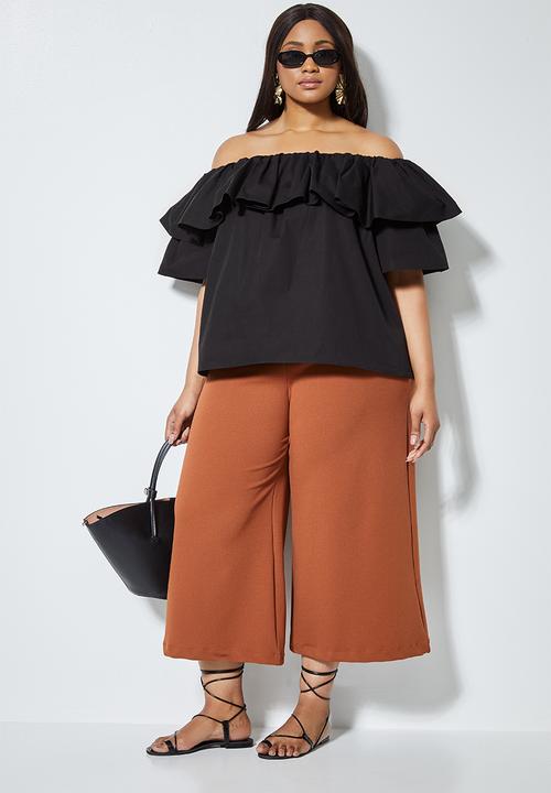 Superbalist - Double frill off the shoulder blouse - black