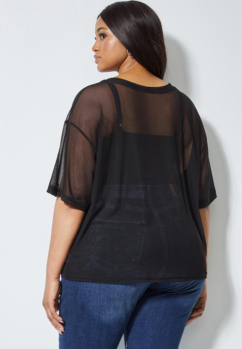 Superbalist - Boxy mesh tee - black