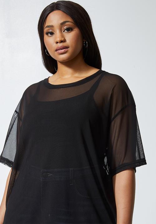 Superbalist - Boxy mesh tee - black