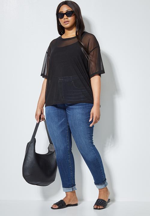 Superbalist - Boxy mesh tee - black