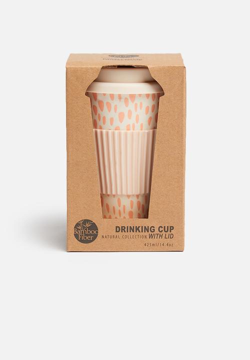 Excellent Houseware - Bamboo on-the-go rain drop mug - pink & cream