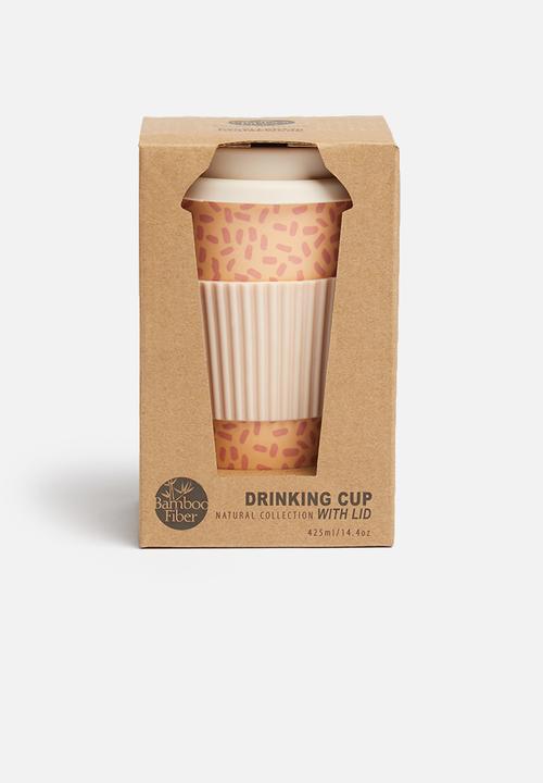 Excellent Houseware - Bamboo on-the-go speckle mug - pink & orange