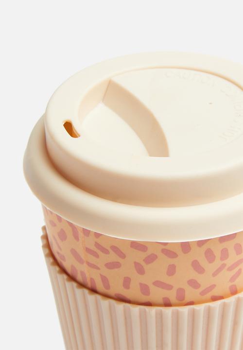 Excellent Houseware - Bamboo on-the-go speckle mug - pink & orange