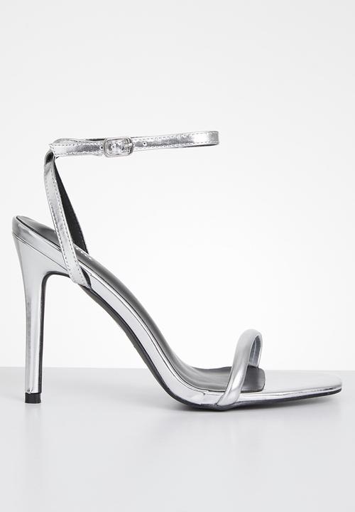 silver barely there heel