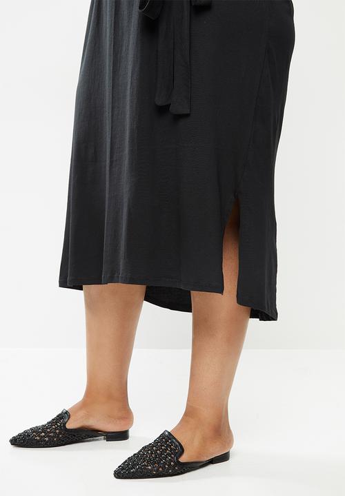 edit Plus - Belted short sleeve tee dress - black