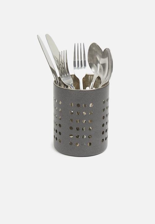 Excellent Houseware - Stainless steel cutlery basket - dark grey