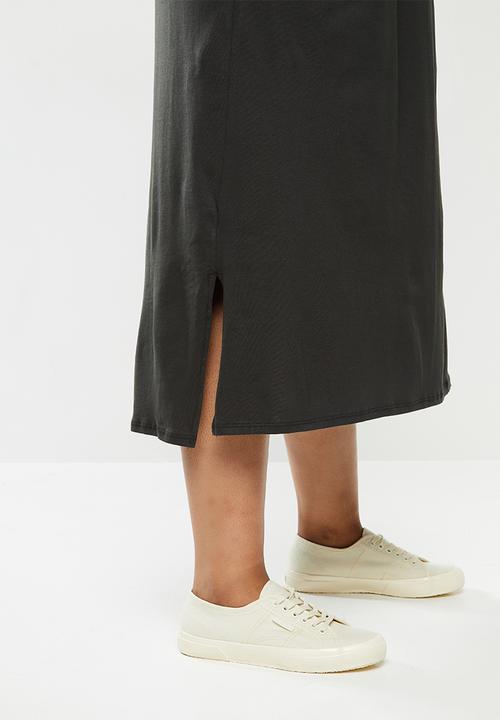 edit Plus - Belted short sleeve tee dress - charcoal