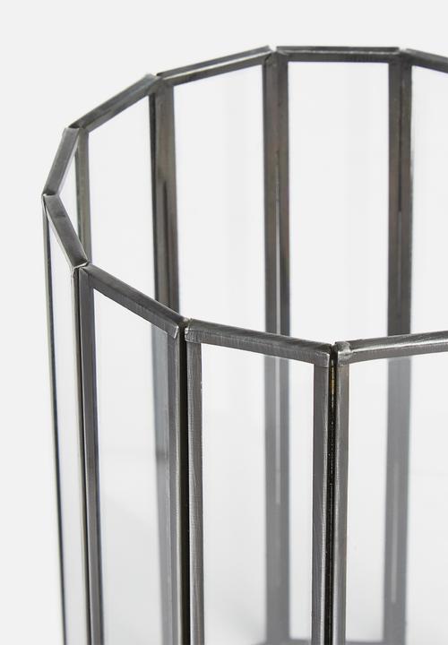 H&S - Facet glass candle lantern - black