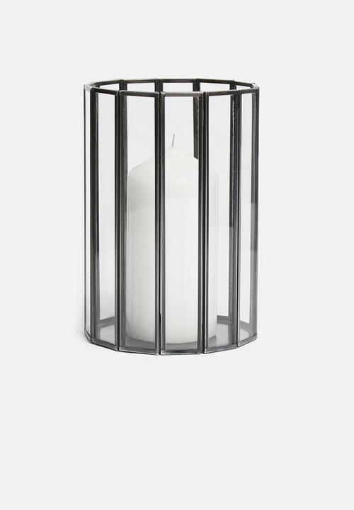 H&S - Facet glass candle lantern - black