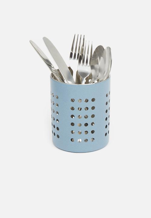 Excellent Houseware - Stainless steel cutlery basket - blue