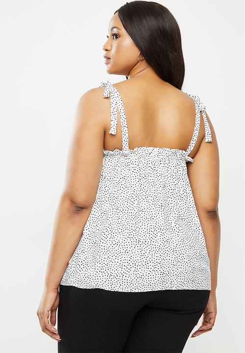 MILLA - Cami tie top - white & black