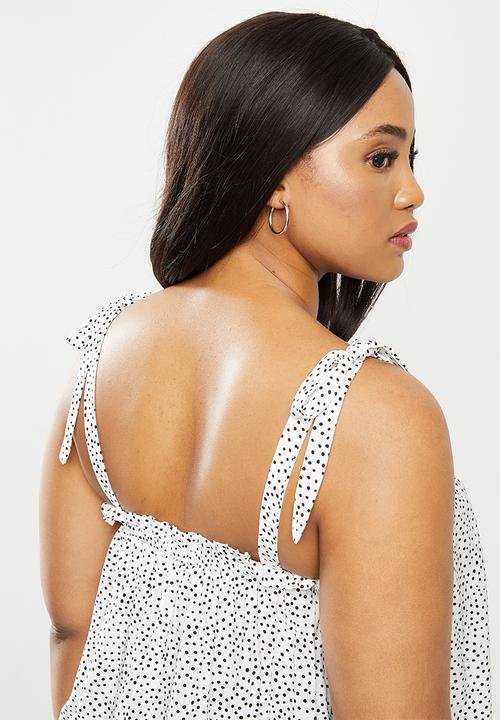 MILLA - Cami tie top - white & black